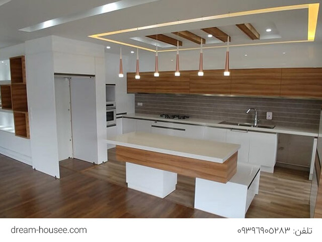 مدل اجرا شده سقف کناف در آشپزخانه به صورت شیک