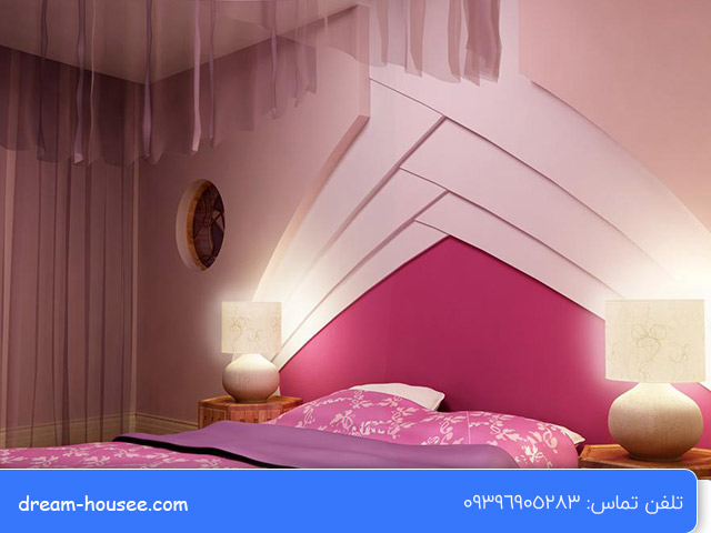 مدل گچبرگ اجرا شده اتاق خواب دخترانه